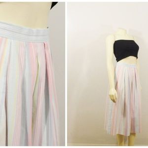 Pastel Striped High Waist Skirt WITH POCKETS